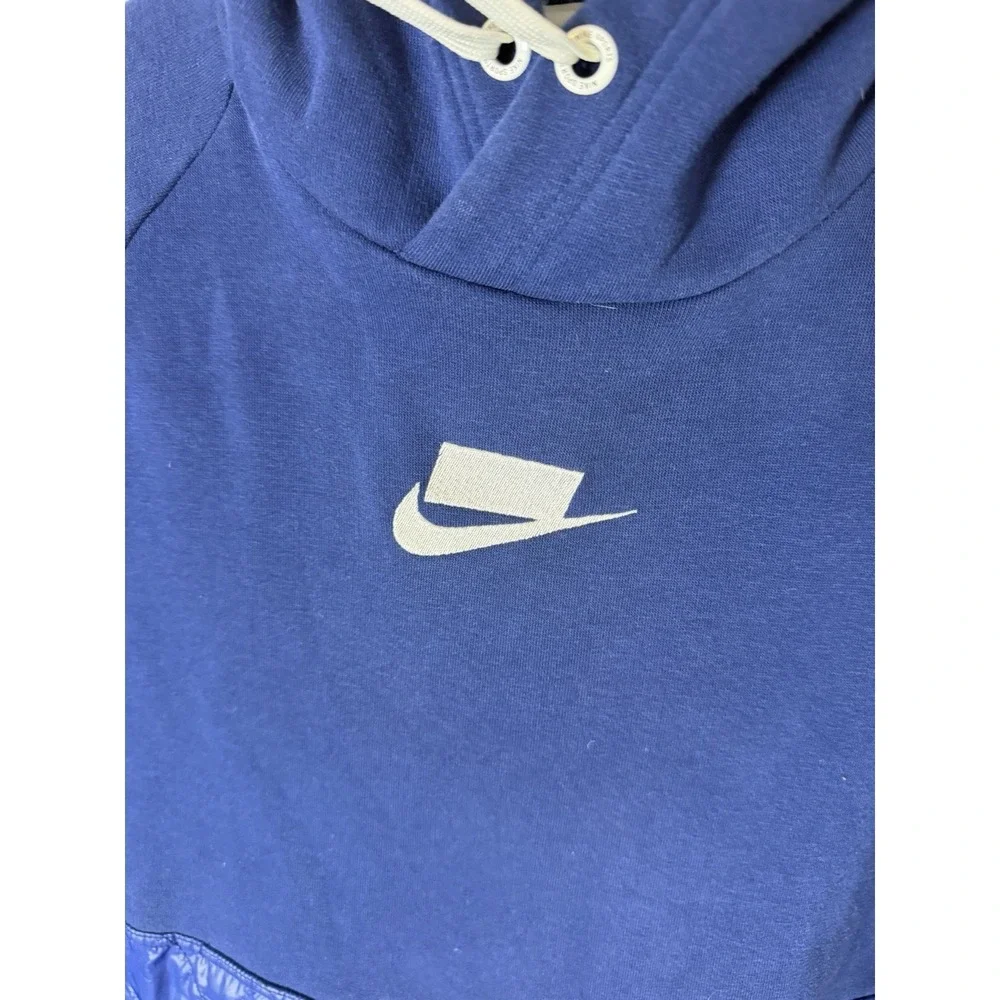 Nike Fleece Quilted Fleece Pull Over Hoodie Womens Size XS Cj6253-492 BLUE